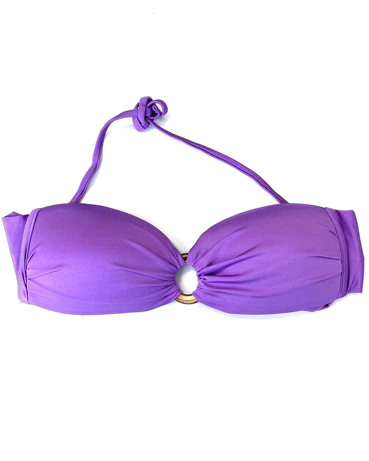 Bright Purple Ring Bandeau Bikini Top - Small