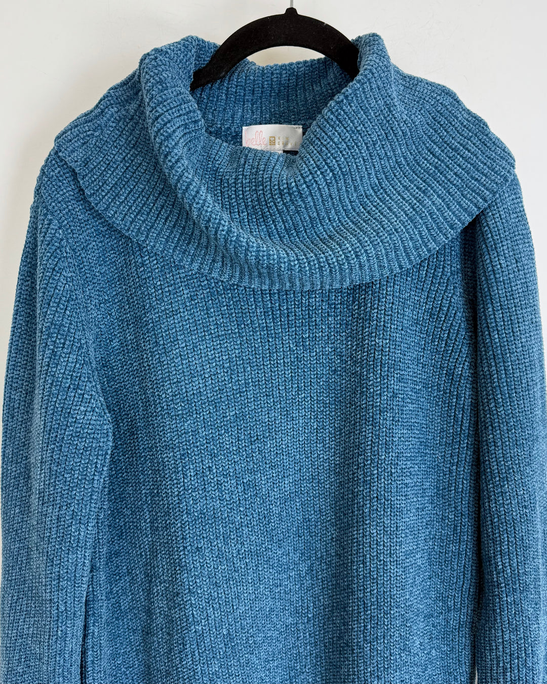 Dusty Blue Turtle Neck Knit Sweater - Size 6/8