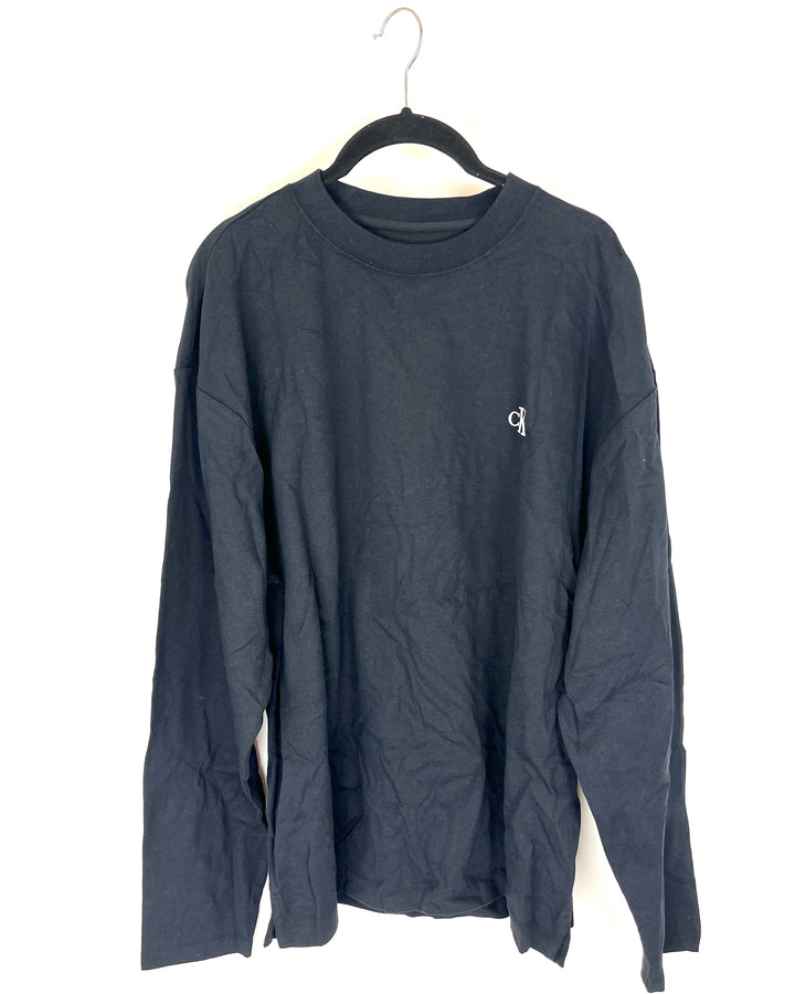 MENS Black Crewneck Logo Long Sleeve - Medium