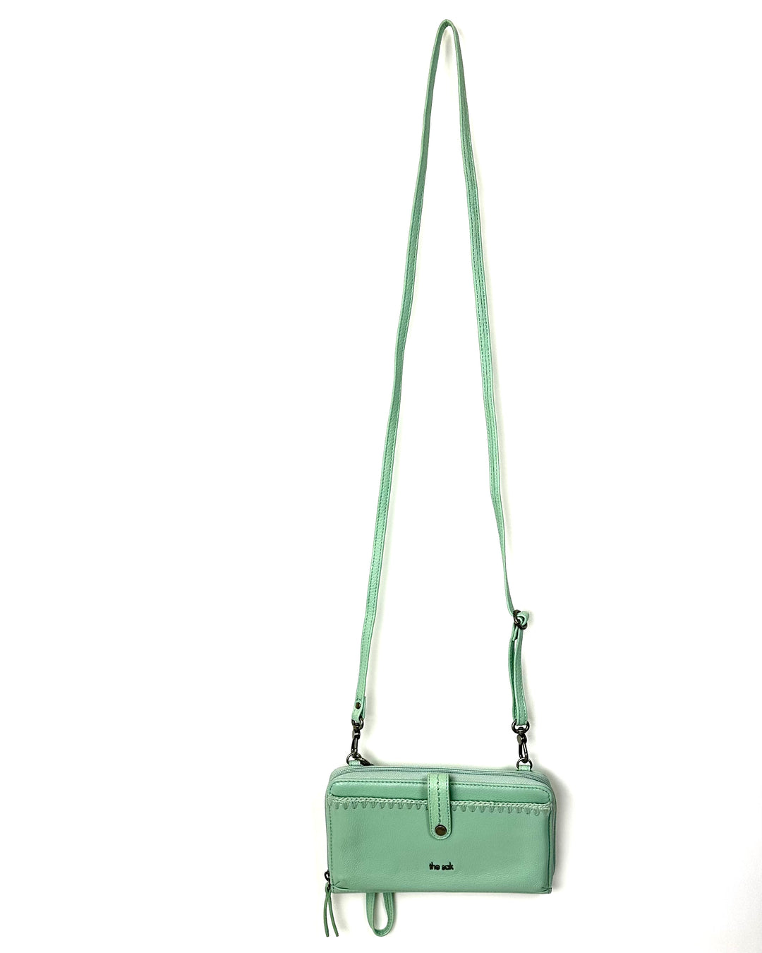 Mint Leather Crossbody Bag / Wristlet