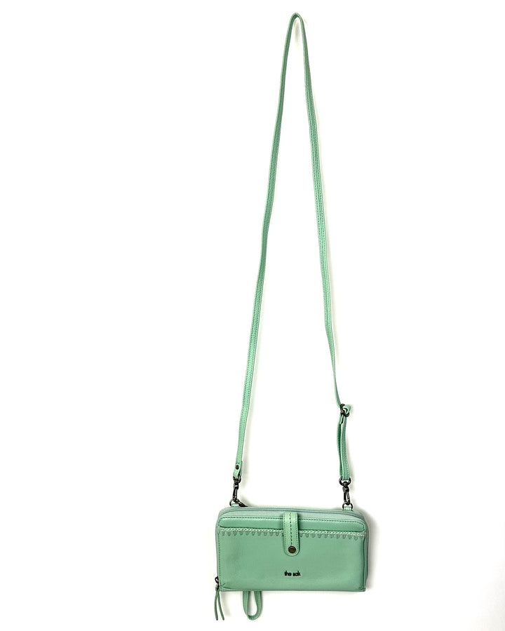 Mint Leather Crossbody Bag / Wristlet