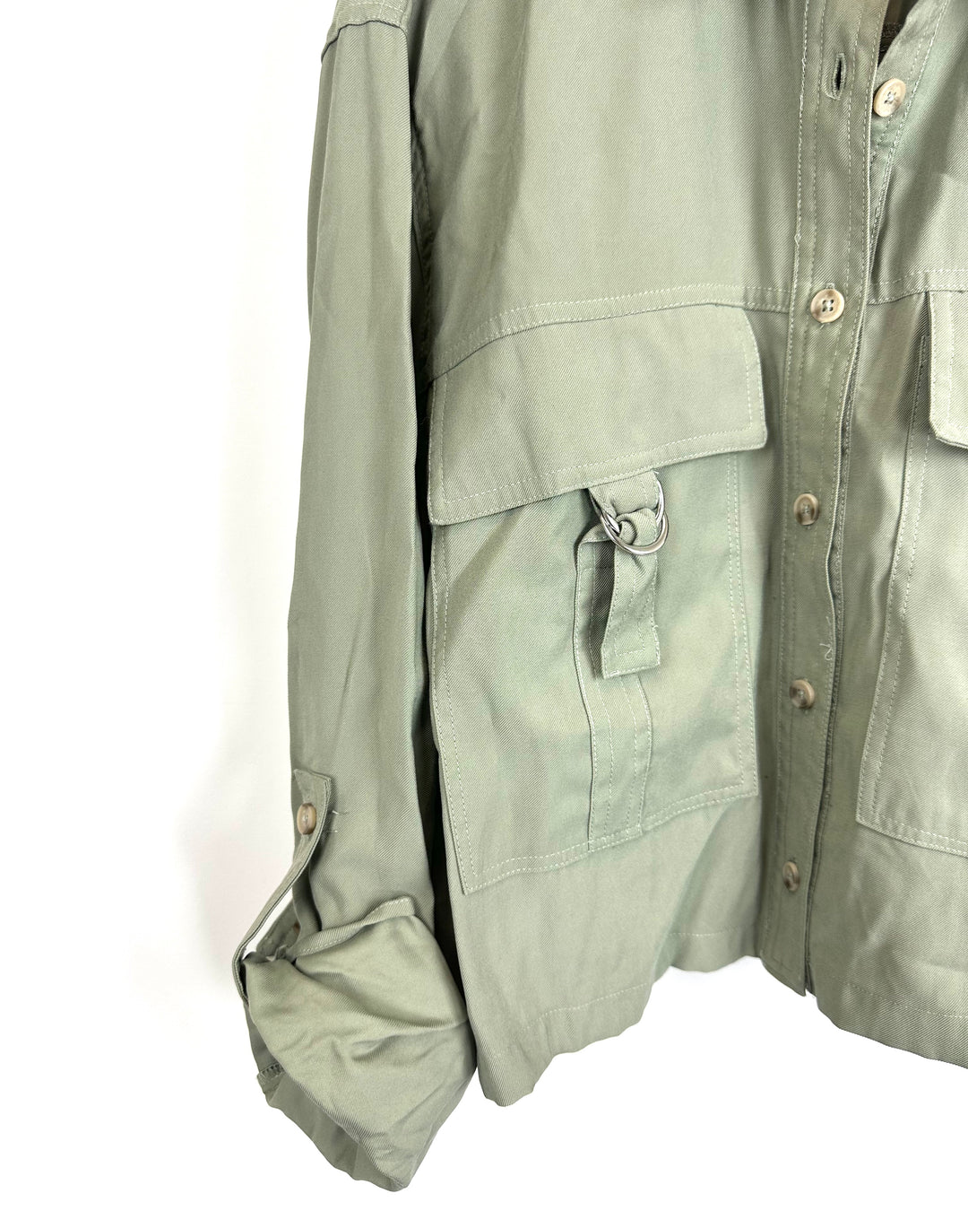 Army Green Button Up Jacket - Size 4/6