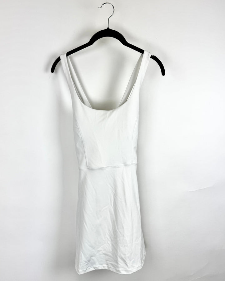 White Activewear Tank Top Dress- Small