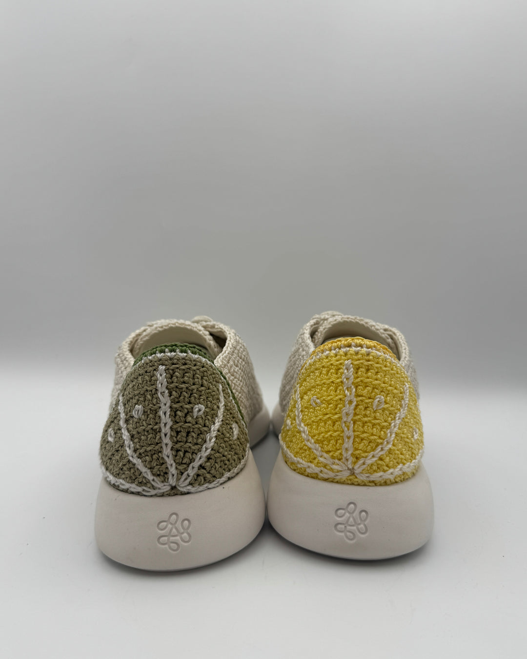 White Crochet Sneakers With Fruit Detail - Size 6