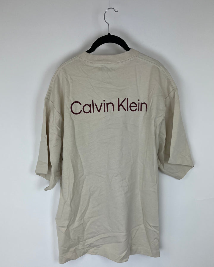 MENS Beige Brown Horse Design Tee - Medium