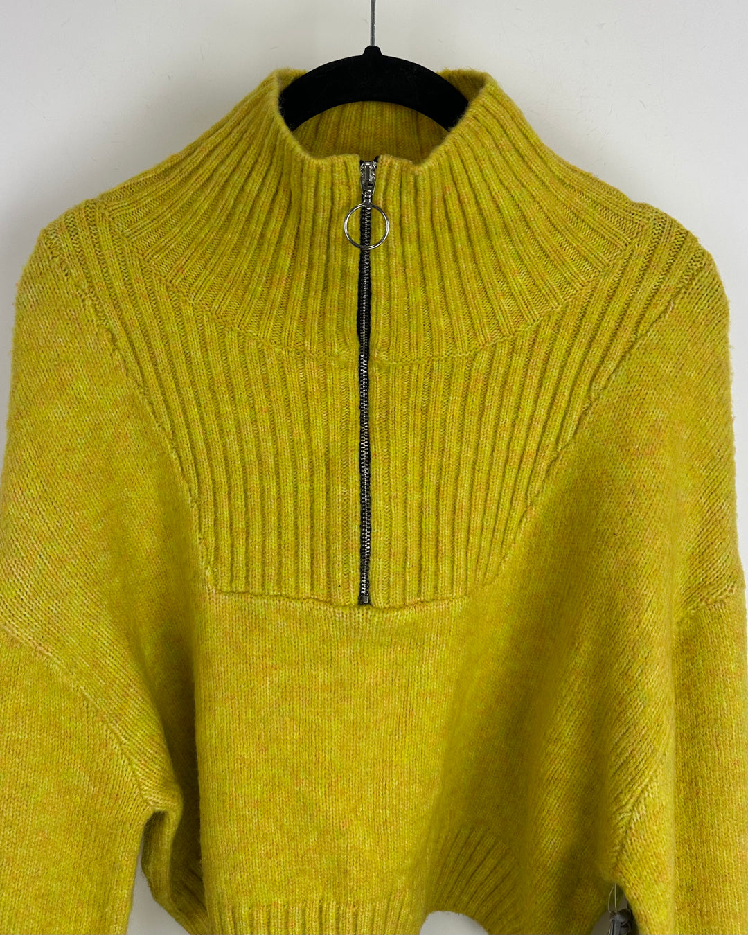 Cropped Yellow Quarter Zip Sweater - Size 2/4