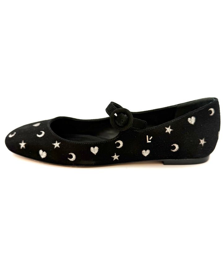 Black & Silver Printed Ballet Flat - Size 6.5