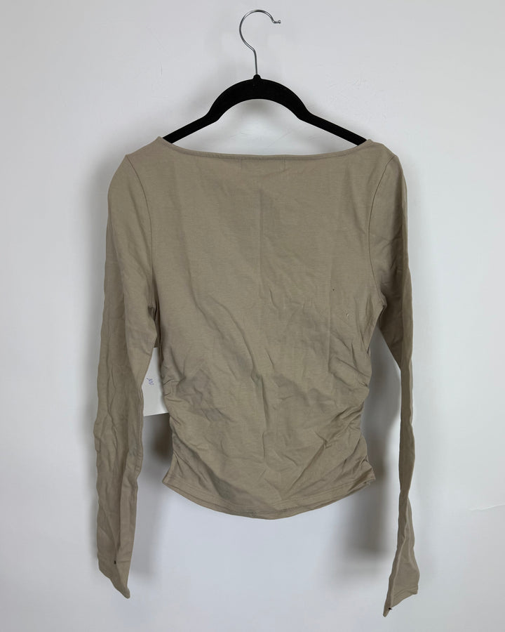Light Tan Boat Neck Top - Size 2/4