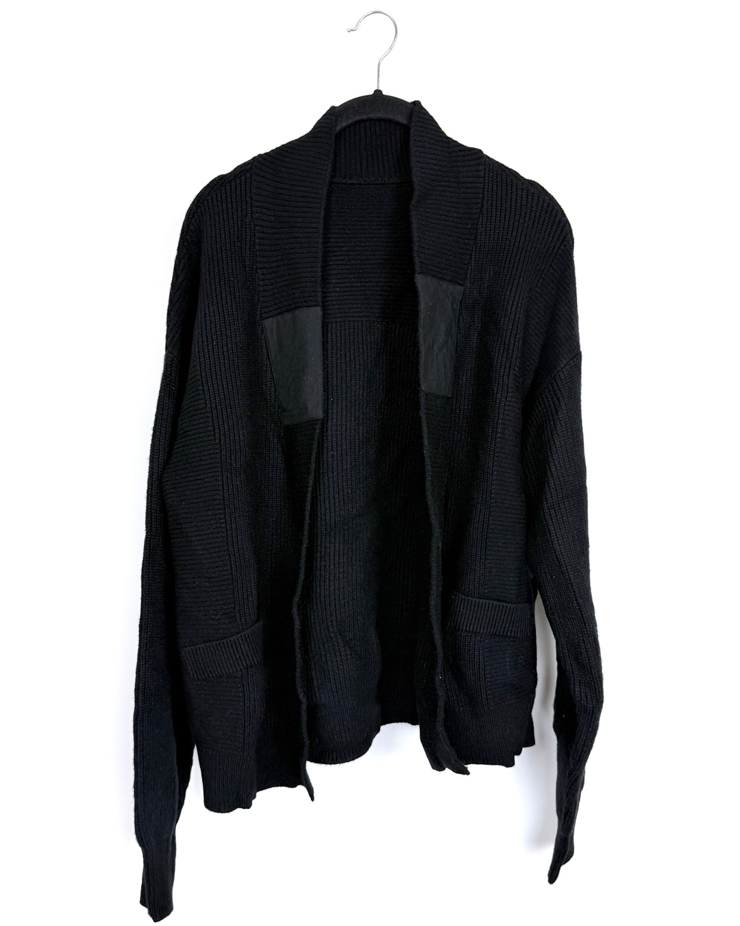Black Mixed-Media Knit Cardigan - Size 6/8