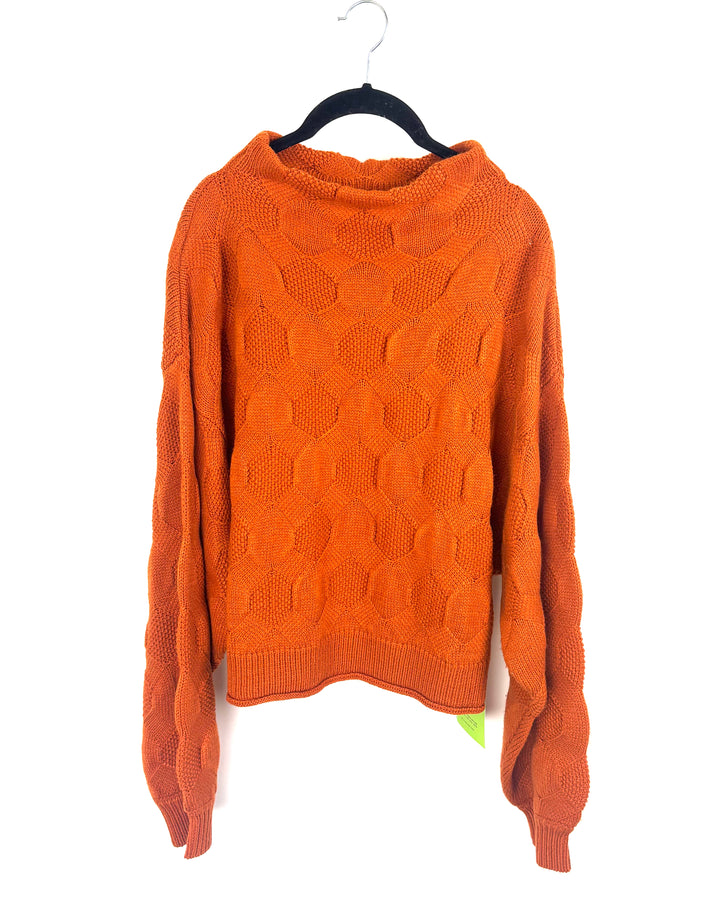 Orange Knit Mock Neck Sweater - Medium