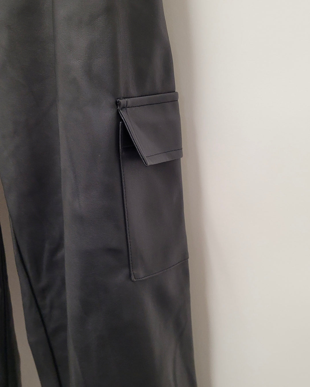 Black Faux Leather Joggers - Size 2/4