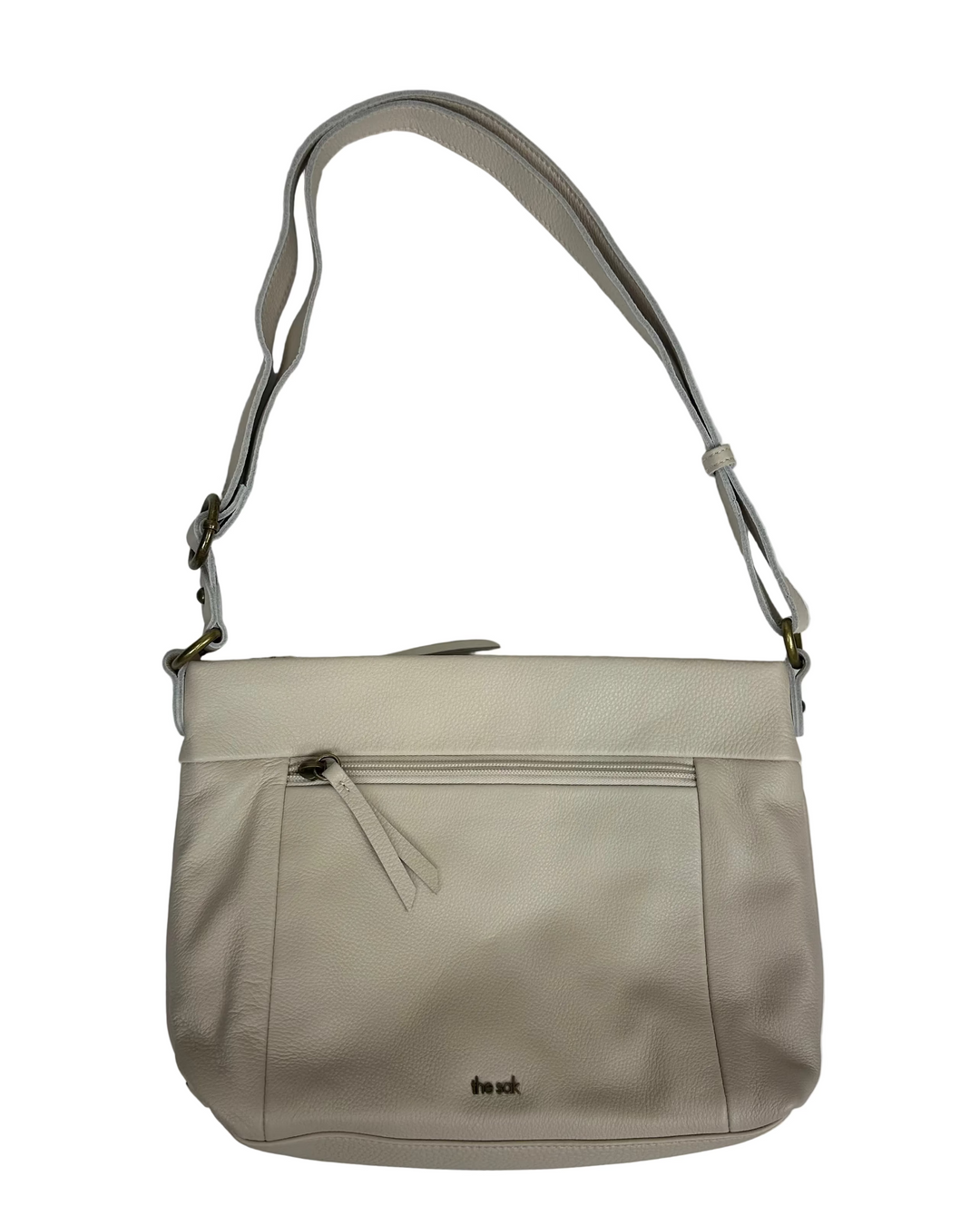 Ecru White Embellished Leather Shoulder Bag