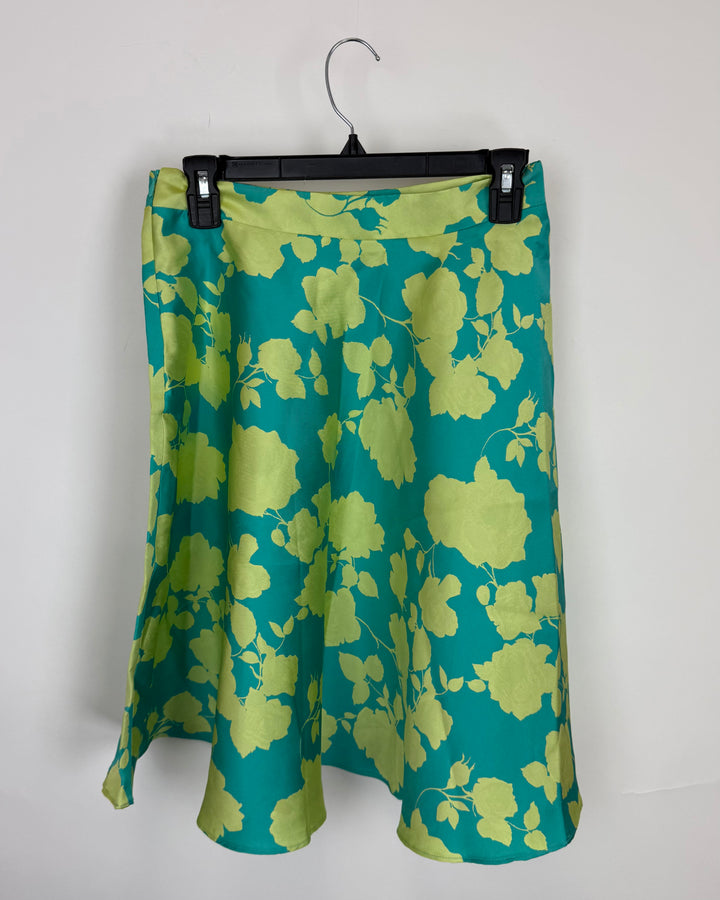 Teal & Green Floral Skirt - Size 2/4