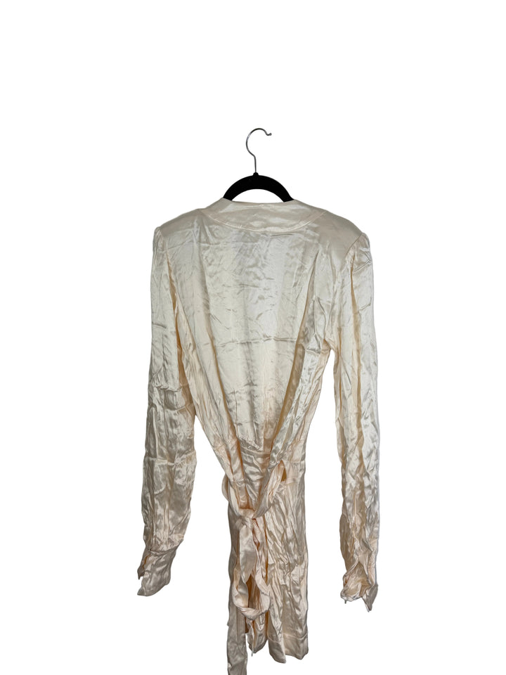 Champagne Long Sleeve Metallic Tie Dress - Size 2/4