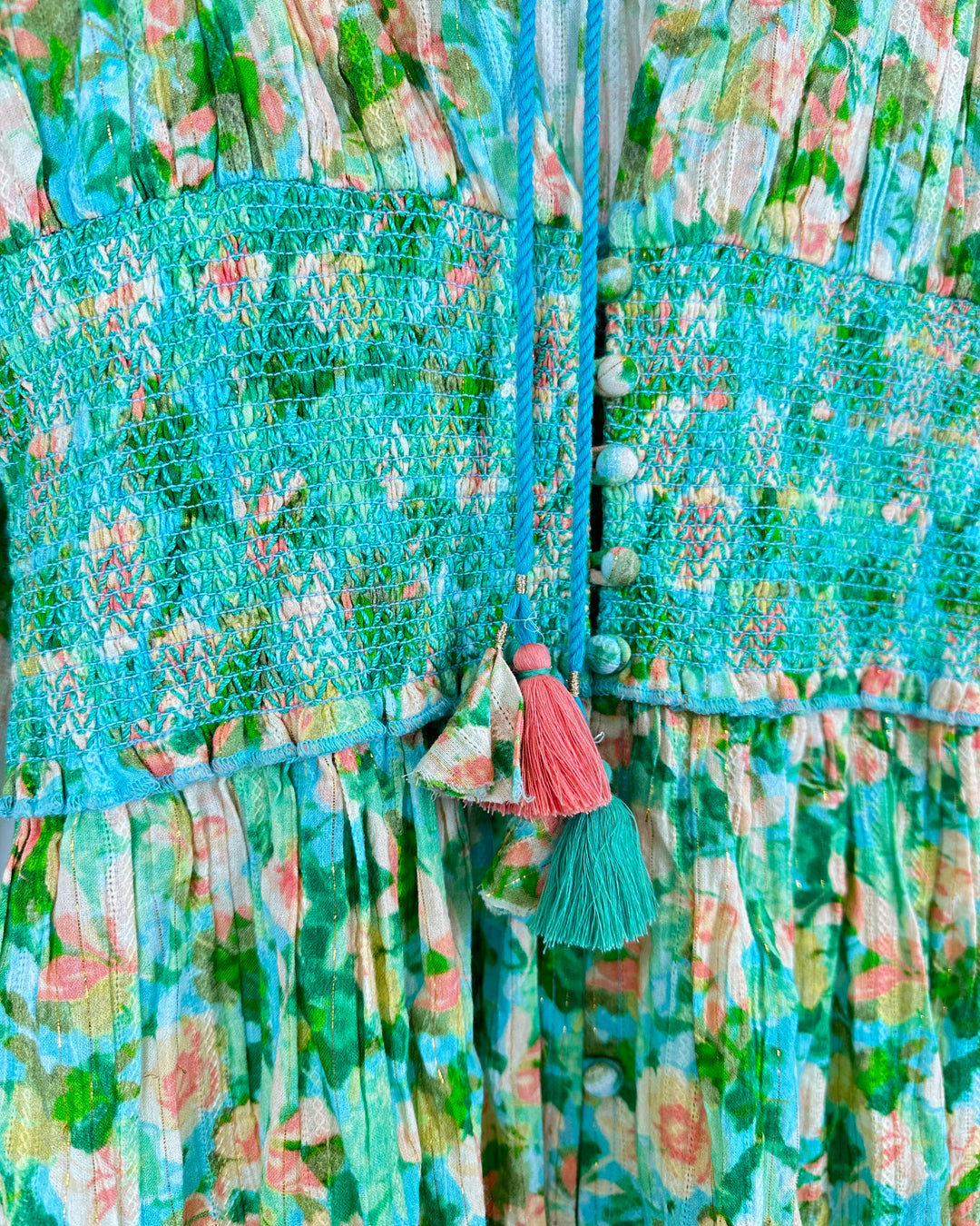 Green Floral V-Neck Dress - Small