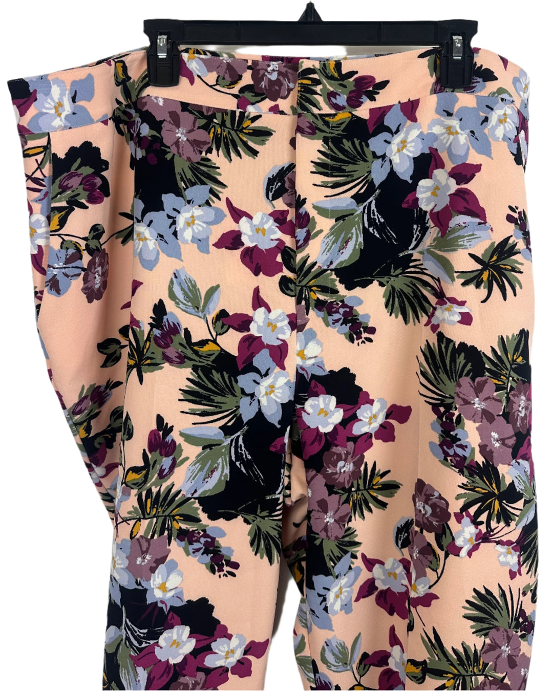 Peach Floral Print Tailored Pants - Size 2X