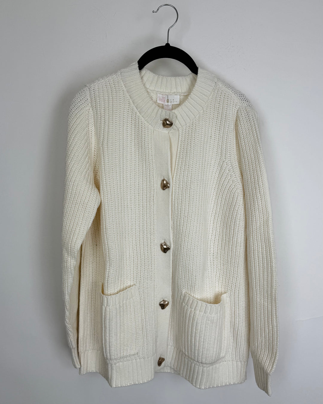 Ivory Cardigan with Gold Buttons - Small