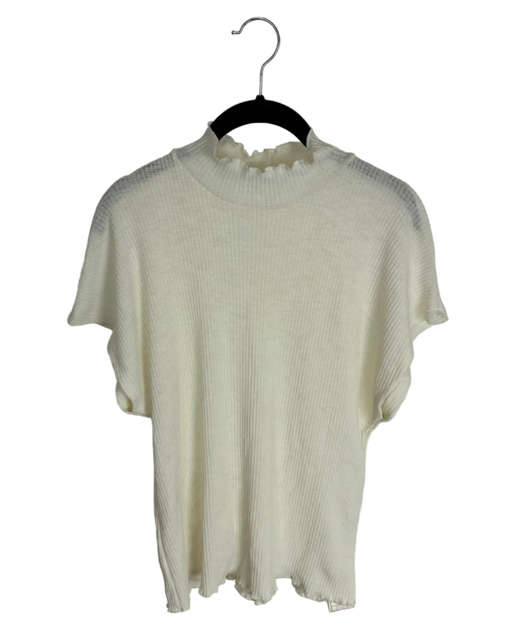White Short Sleeve Turtle Neck - Size 6/8