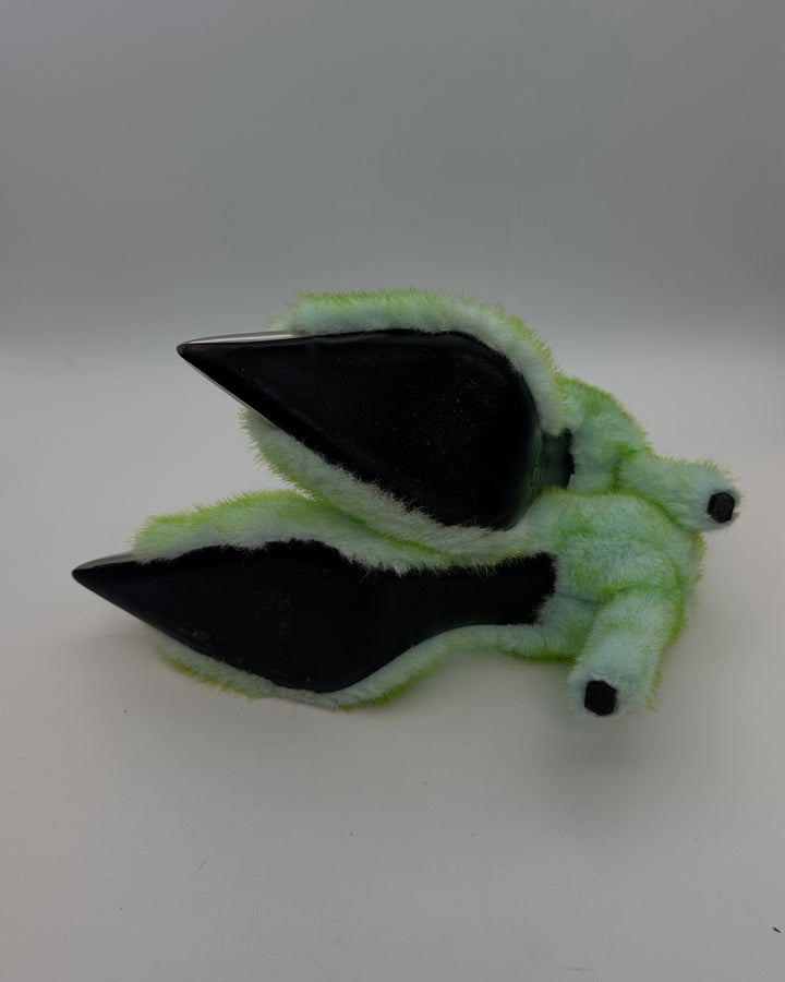 Green and Silver Faux Fur Heels - Size 40