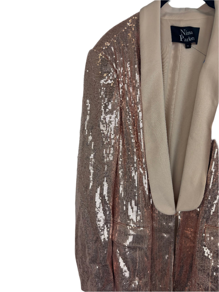 Champagne Sequin Blazer - Size 2X