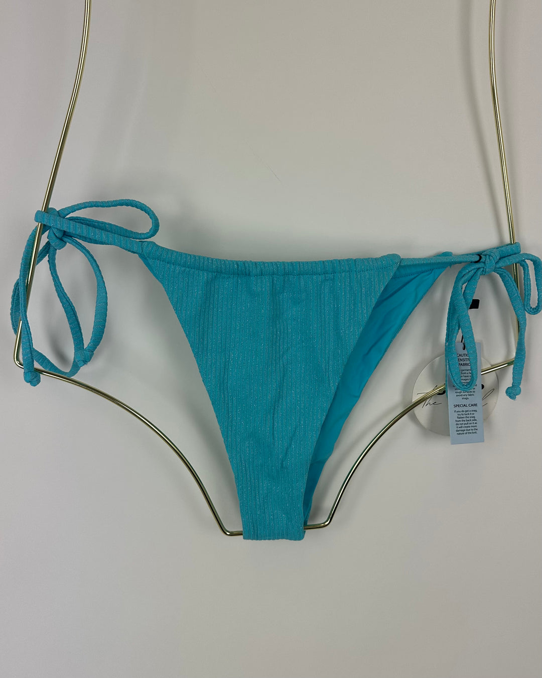 Metallic Blue Ultra Cheeky Side Tie Bikini Bottoms - M, L, XL, XXL