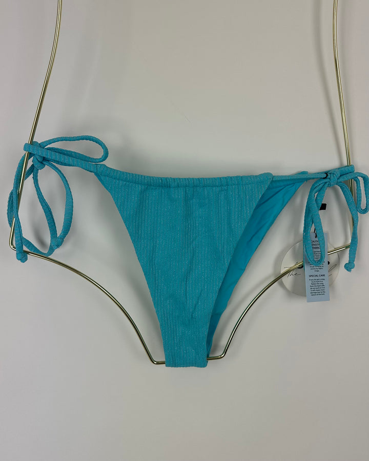 Metallic Blue Ultra Cheeky Side Tie Bikini Bottoms - M, L, XL, XXL