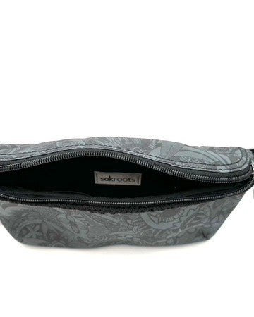 Grey and Black Paisley Crossbody Sling Bag