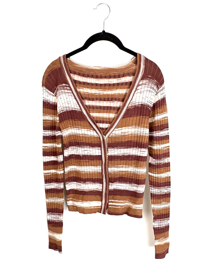Brown Striped Top- Size 8