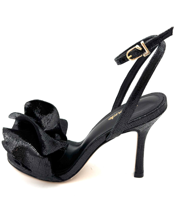 Black Metallic Leather Heel - Size 6, 8 and 10