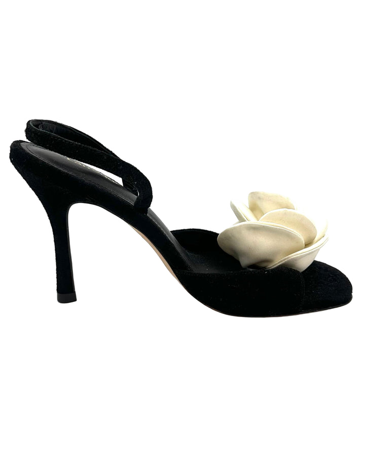 Black and White Rose Heels - Size 6 and 7