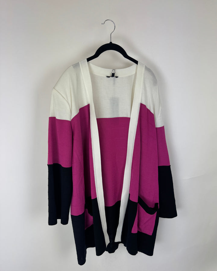 Pink Stripped Cardigan - Size 16/18
