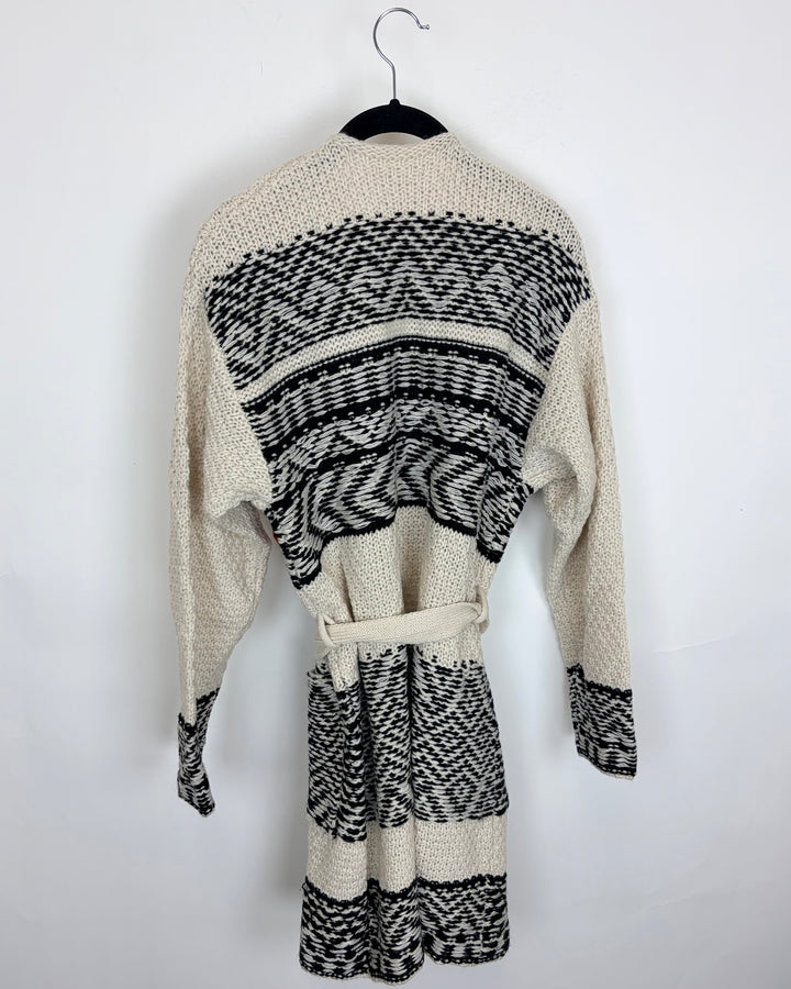 Cream and Black Knit Cardigan - Size 6/8
