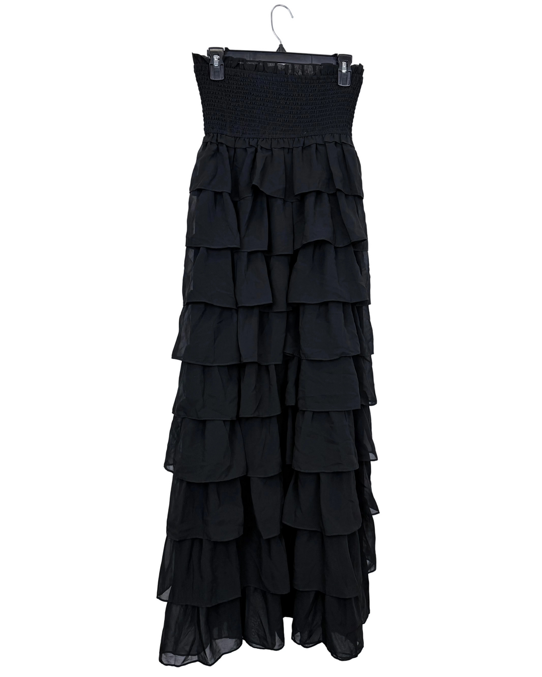 Black Tiered Ruffle Strapless Dress - Size 4/6