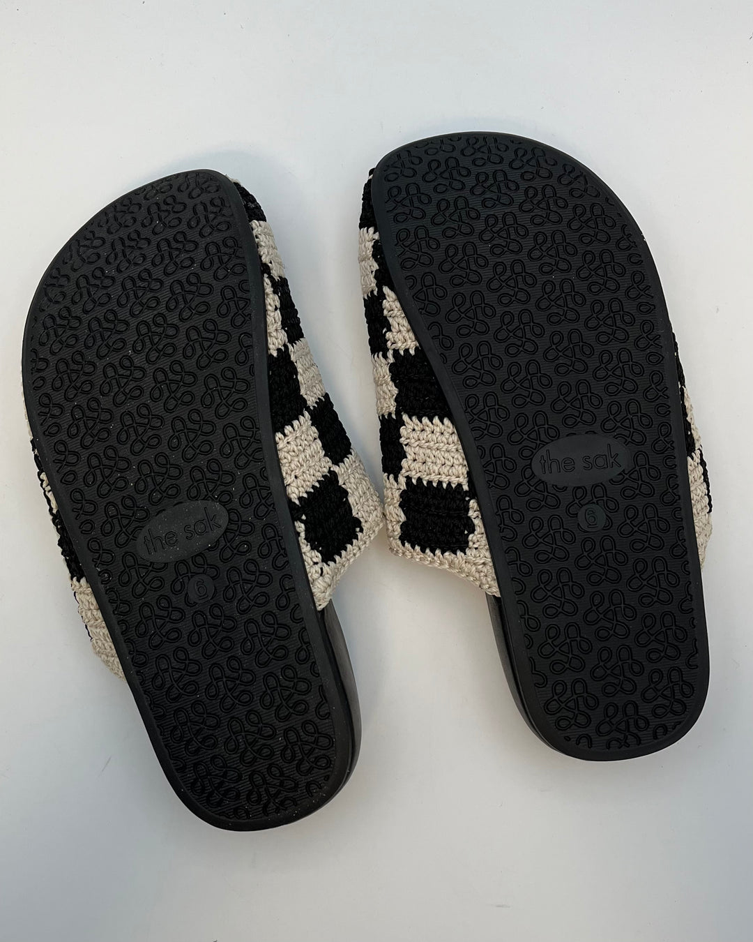 Black and Beige Checkered Crochet Clog - Size 5, 6, 7, 8, 9, 10 and 11