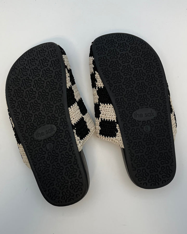 Black and Beige Checkered Crochet Clog - Size 5, 6, 7, 8, 9, 10 and 11