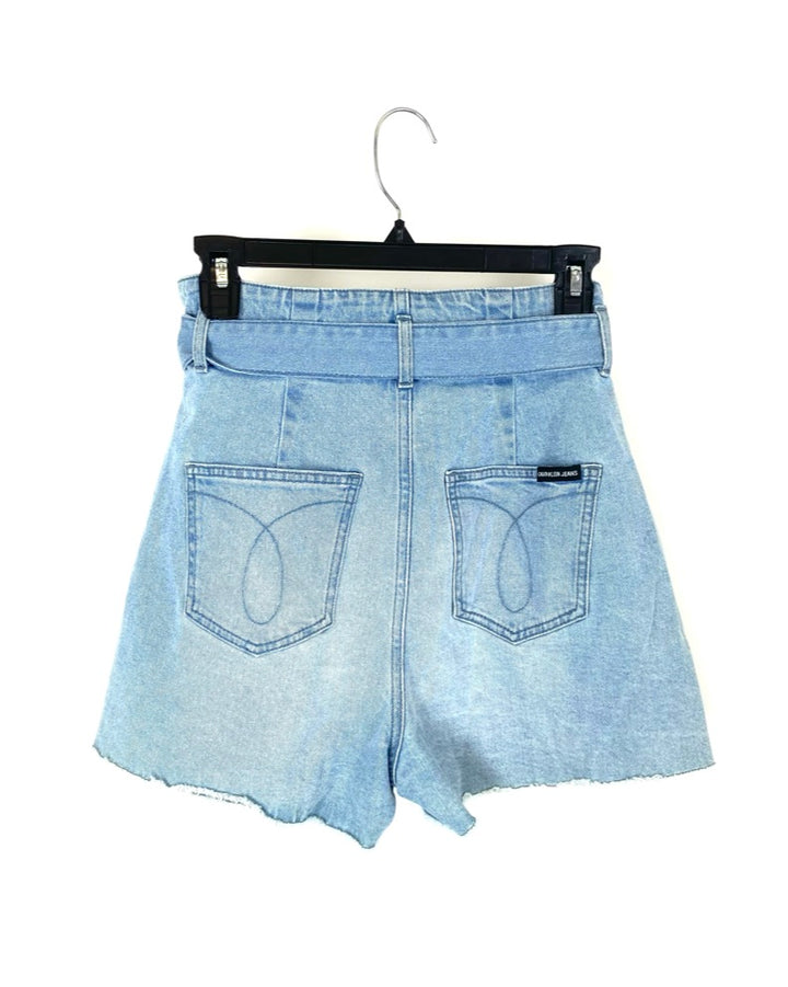 High Rise Tie Denim Shorts - Size 28