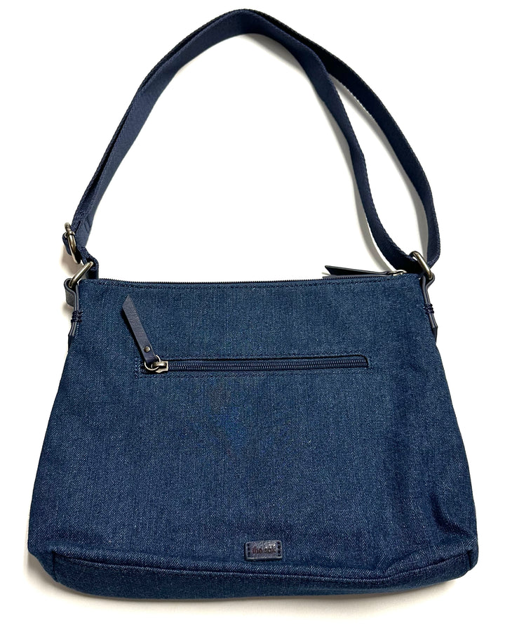 Navy Blue Denim Embroidered Crossbody Bag