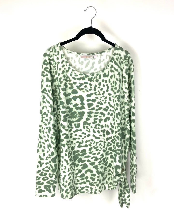 Green Cheetah Print Tie Top - Size 6-8 and Size 10-12