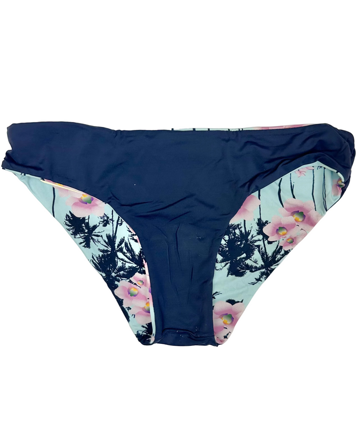 Blue & Pink Floral Reversible Classic Bikini Bottom - XS, S, L, XL