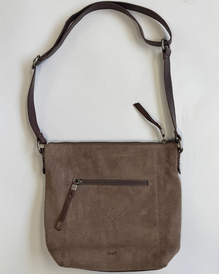 Dull Brown Suede Crossbody Bag