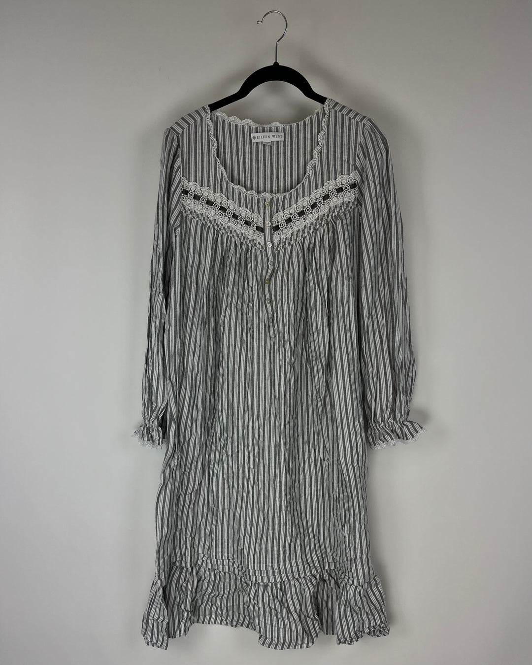 Gray and White Stripe Nightgown - Small