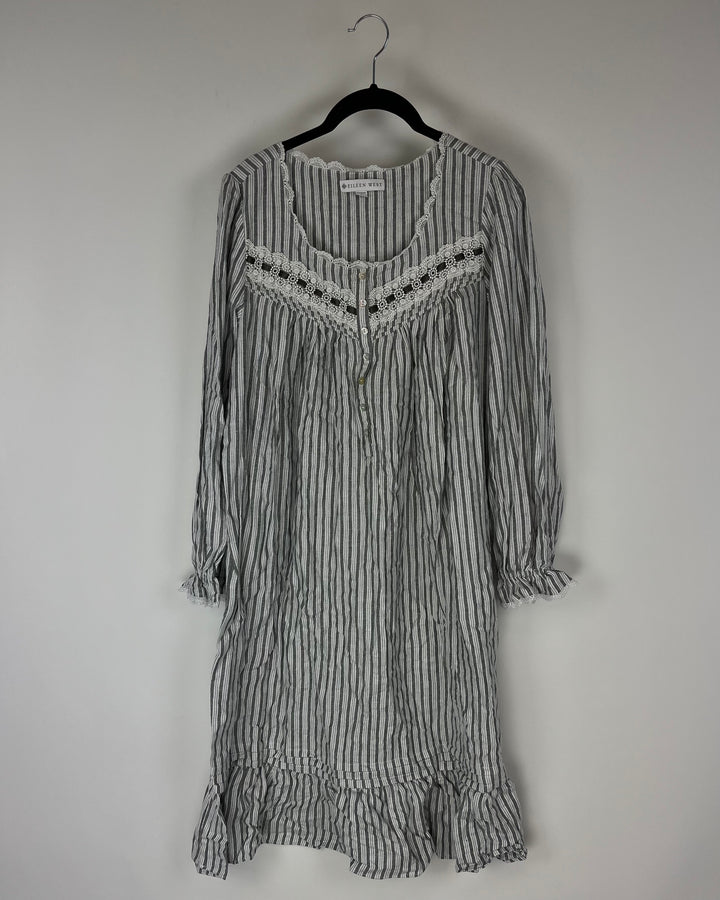 Gray and White Stripe Nightgown - Small