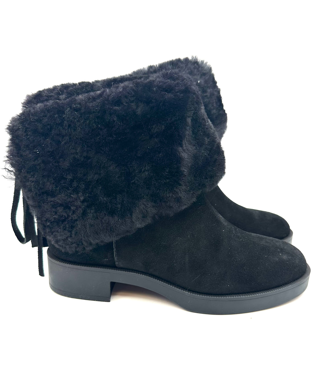 Black Suede Fold Over Booties - Size 6.5