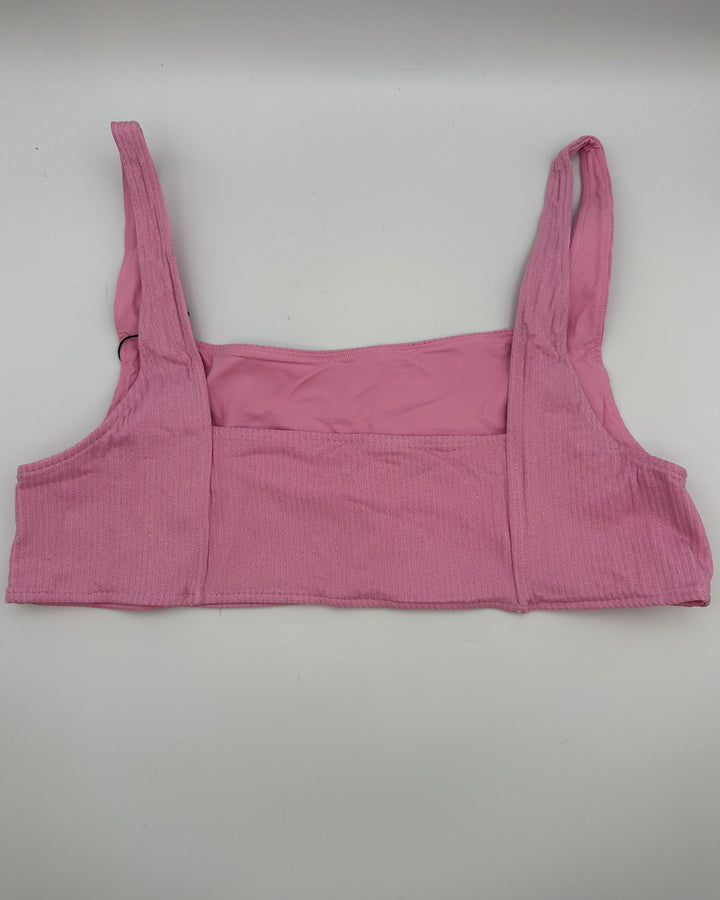 Pink Metallic Square Neckline Bikini Top - Extra Extra Large