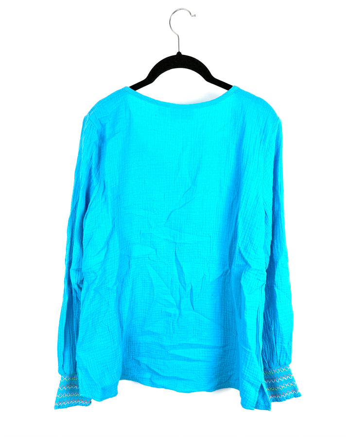 Bright Blue V-Neck Long Sleeve Top - Size 6/8