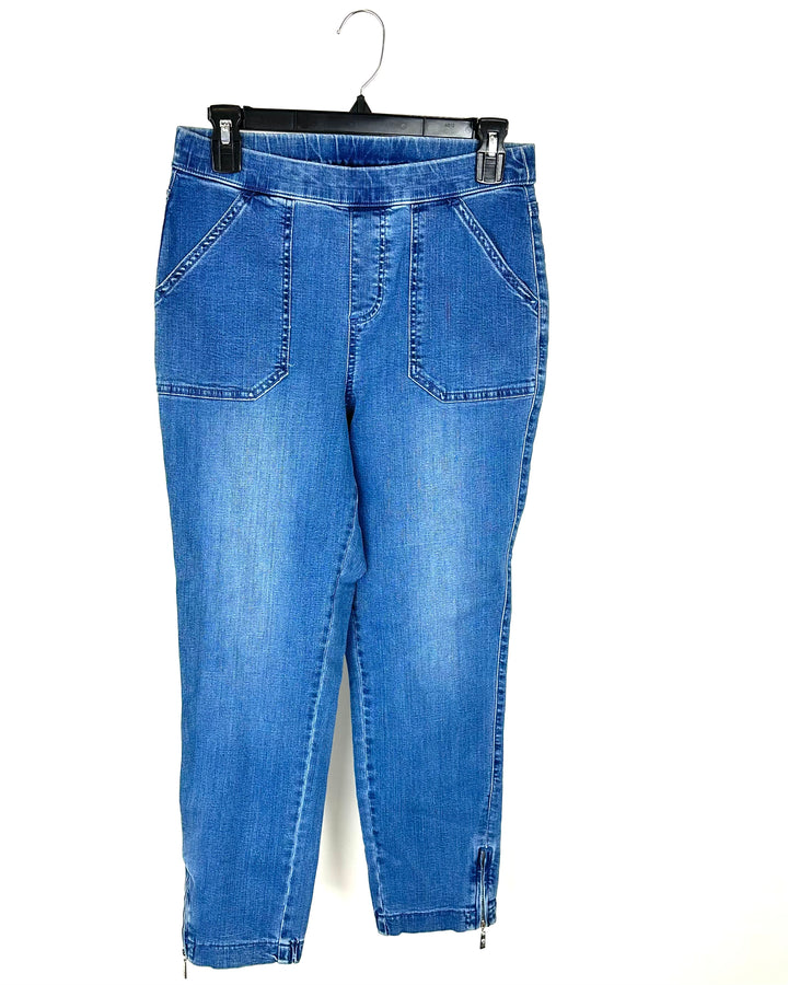 Elastic Band Stretchy Straight Leg Jeggings - Size 6