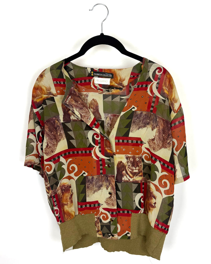 Wild Animal Print Blouse - Size 4/6