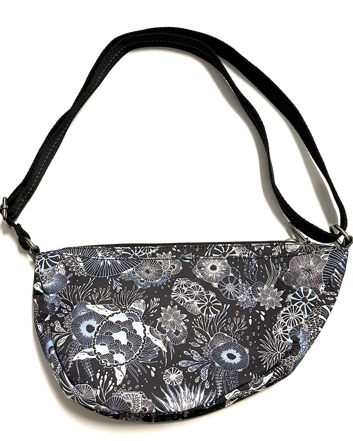 Black Water Motif Crossbody Sling Bag