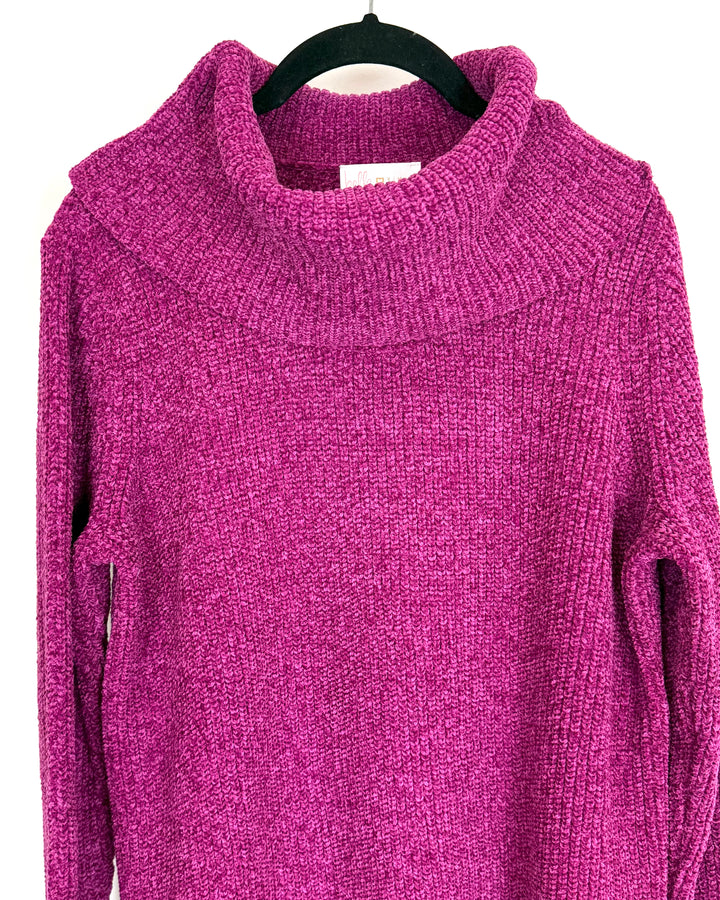 Fuchsia Turtle Neck Knit Sweater - Size 6/8