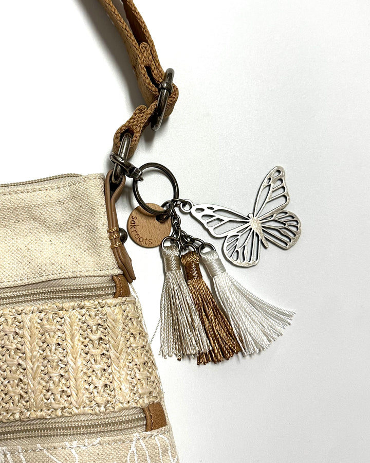 Cream Flower Pattern Crossbody Bag